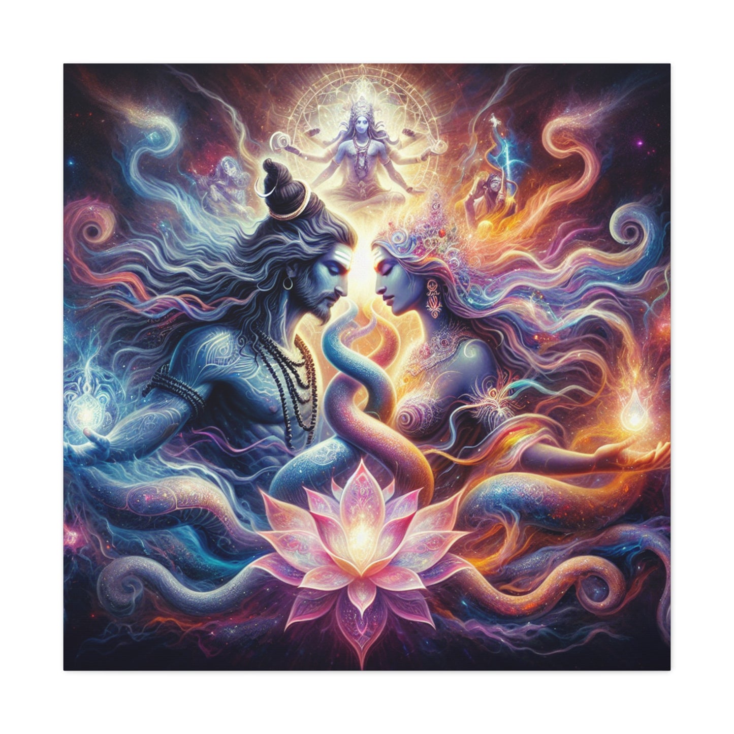Tantra Shiva and Shakti Spiritual Awakening Art Canvas - Colorful & Lotus