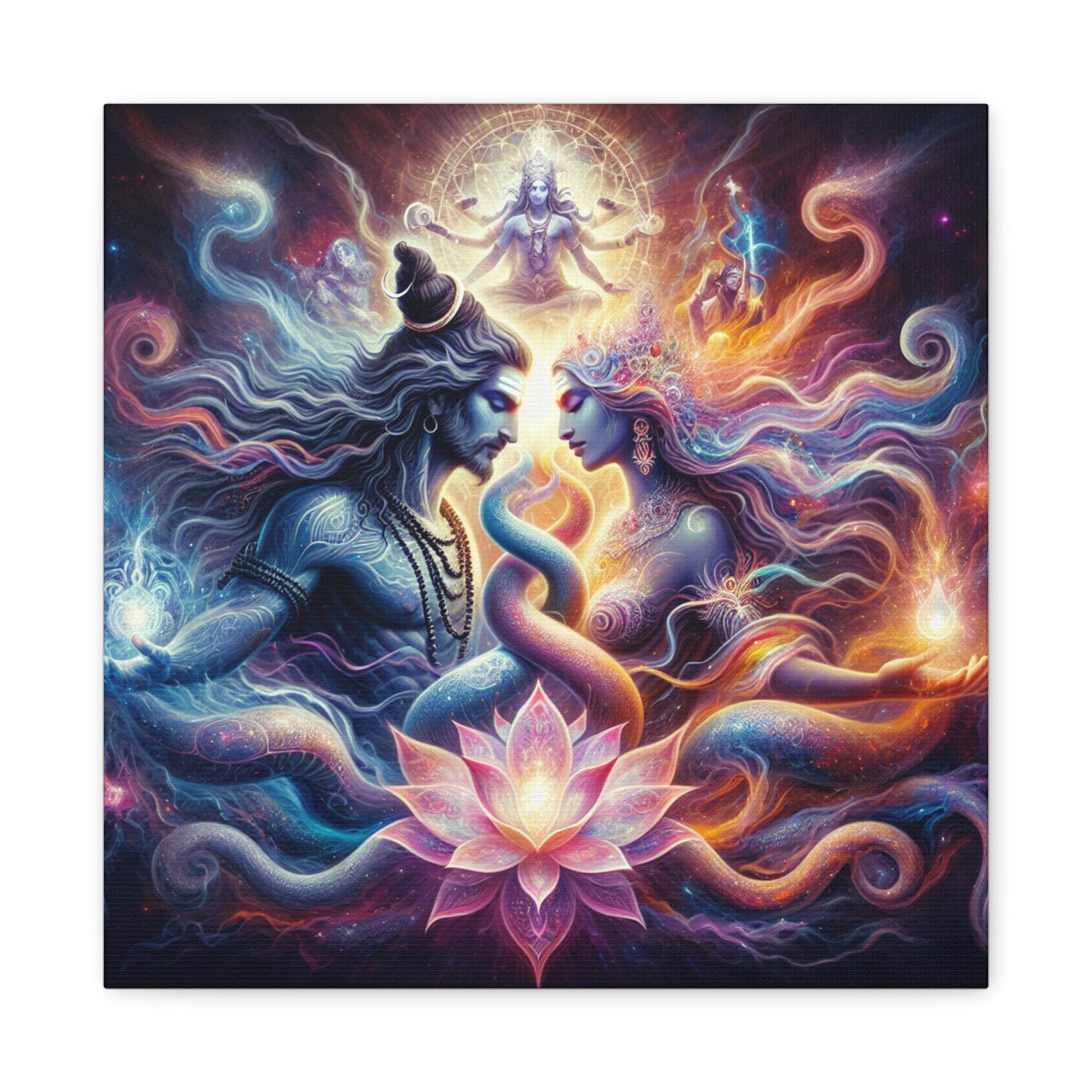 Tantra Shiva and Shakti Spiritual Awakening Art Canvas - Colorful & Lotus