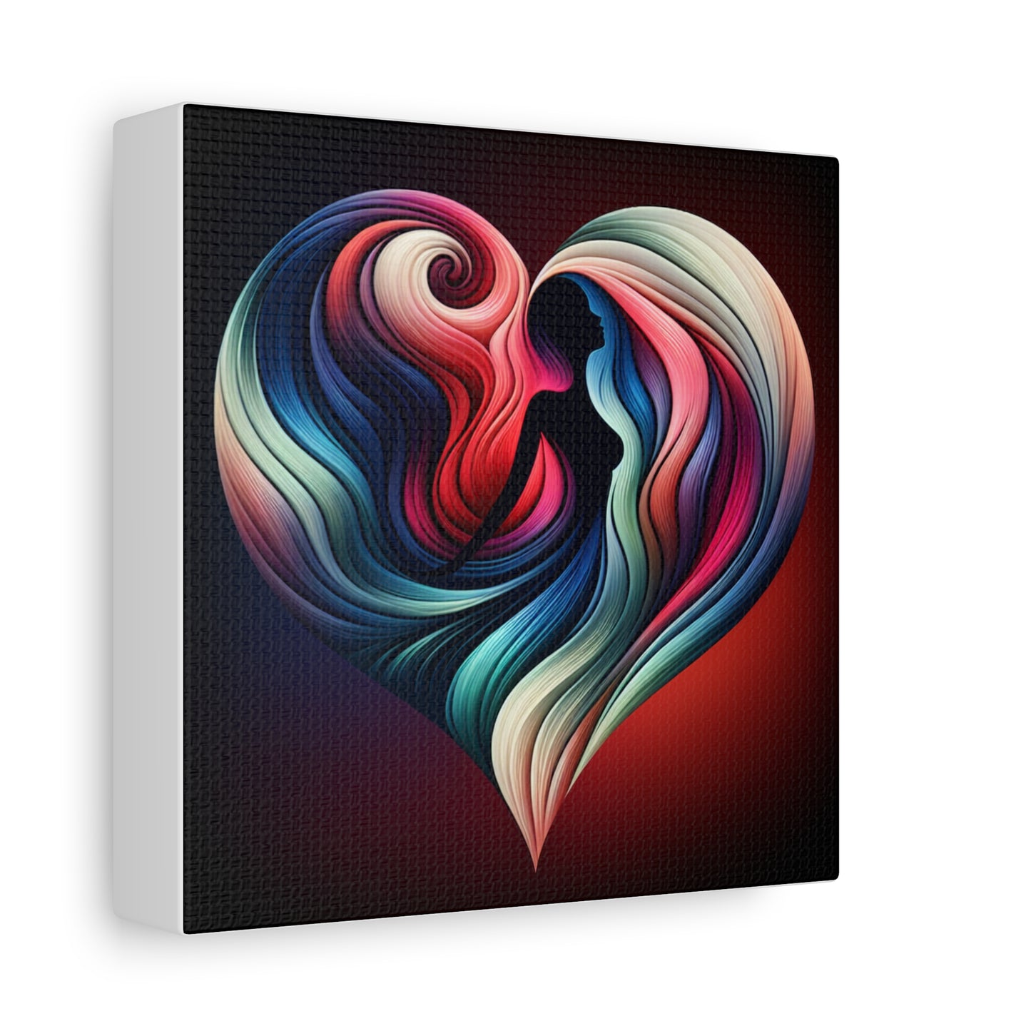 Colorful Heart Feminine Love Wall Art - Colorful Silhouette Canvas