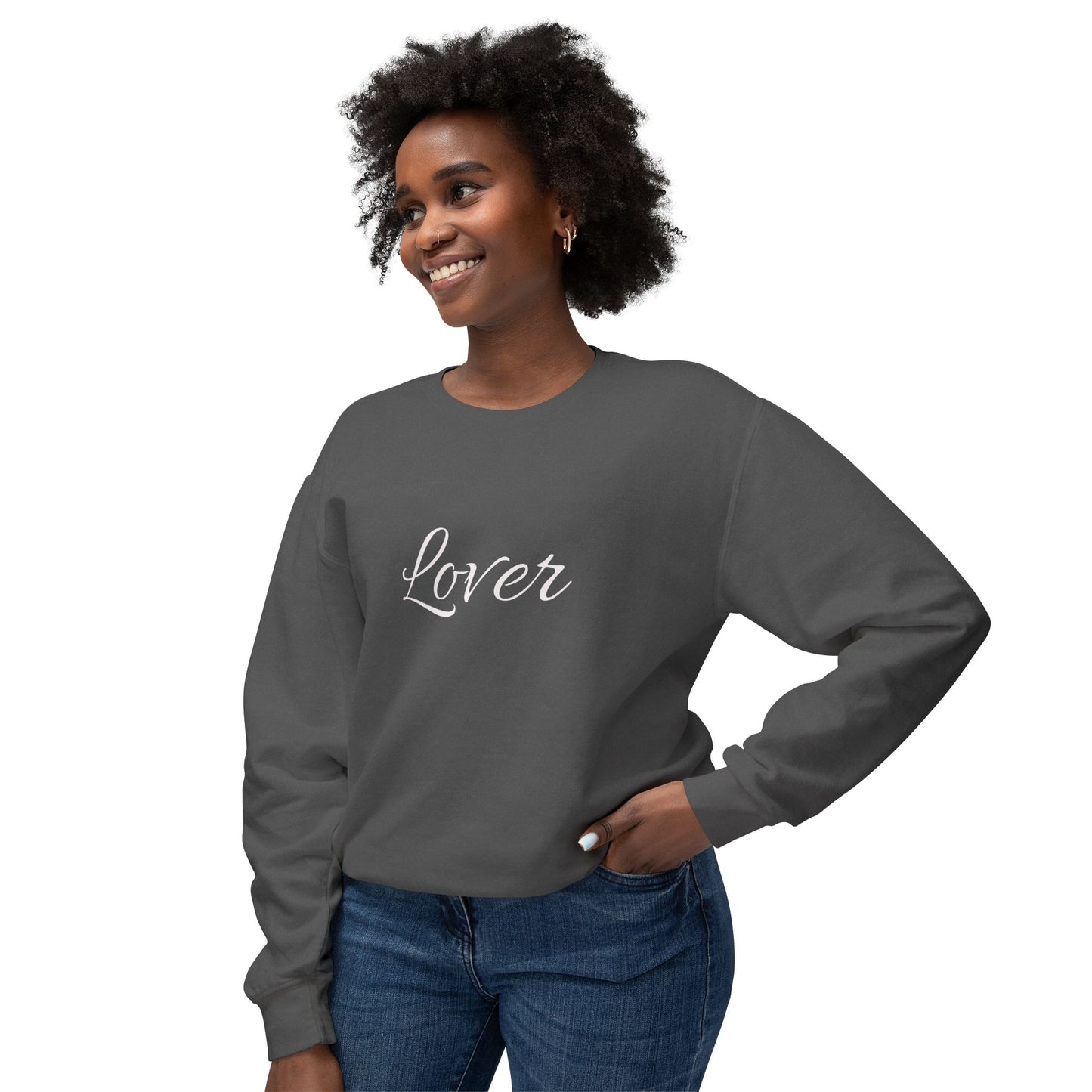 Lover Unisex Lightweight Crewneck Sweatshirt - Cozy Romantic Gift for Couples