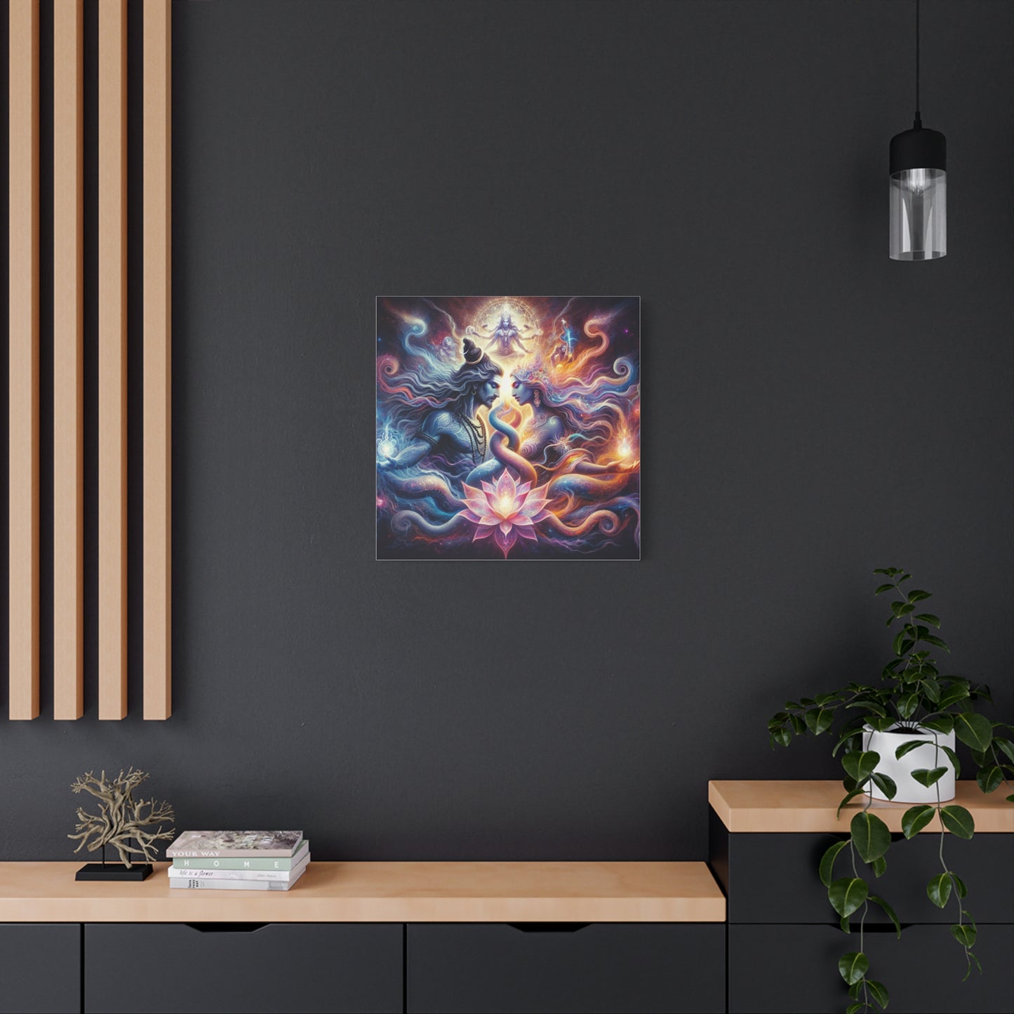 Tantra Shiva and Shakti Spiritual Awakening Art Canvas - Colorful & Lotus