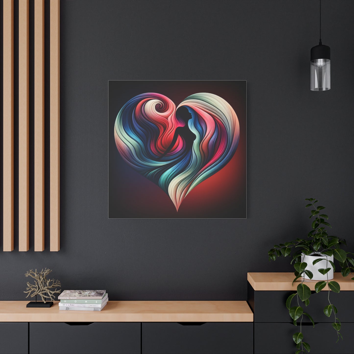 Colorful Heart Feminine Love Wall Art - Colorful Silhouette Canvas