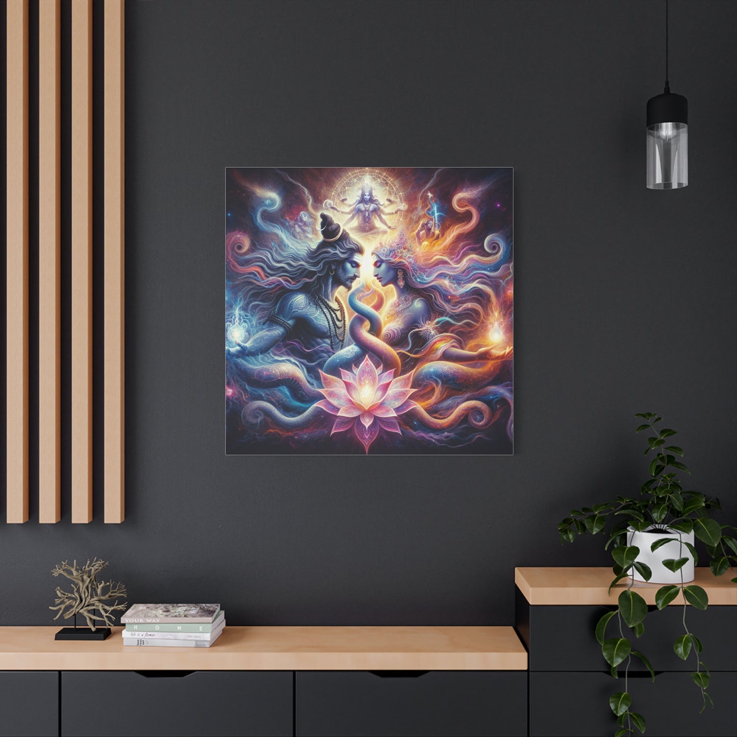 Tantra Shiva and Shakti Spiritual Awakening Art Canvas - Colorful & Lotus