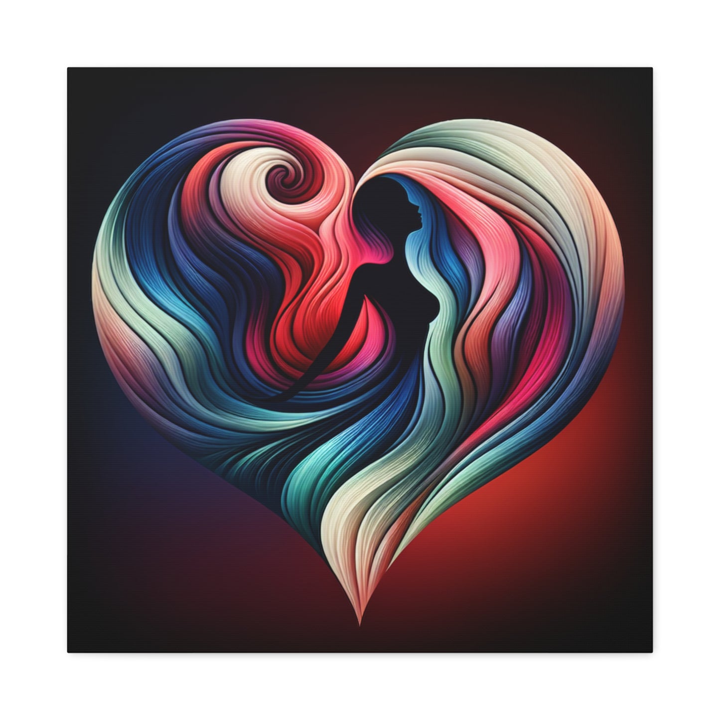 Colorful Heart Feminine Love Wall Art - Colorful Silhouette Canvas