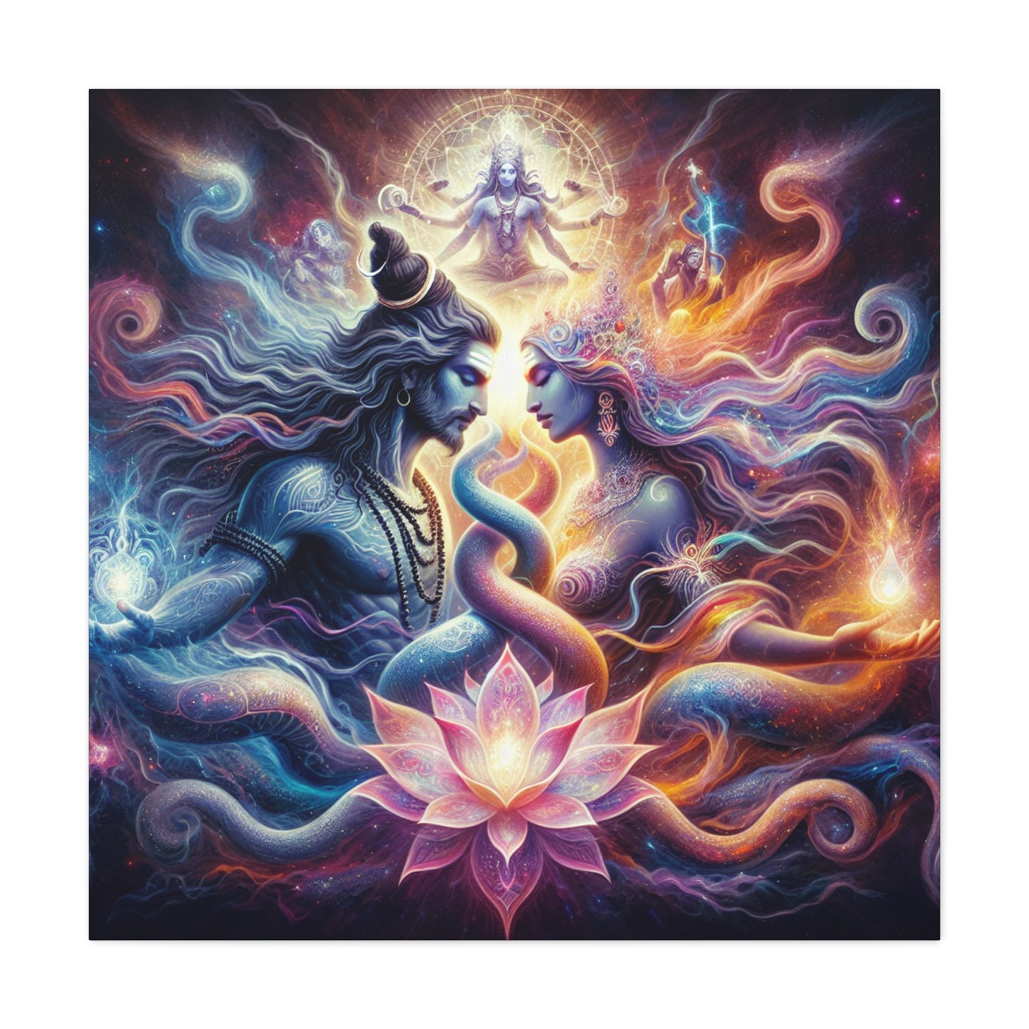 Tantra Shiva and Shakti Spiritual Awakening Art Canvas - Colorful & Lotus