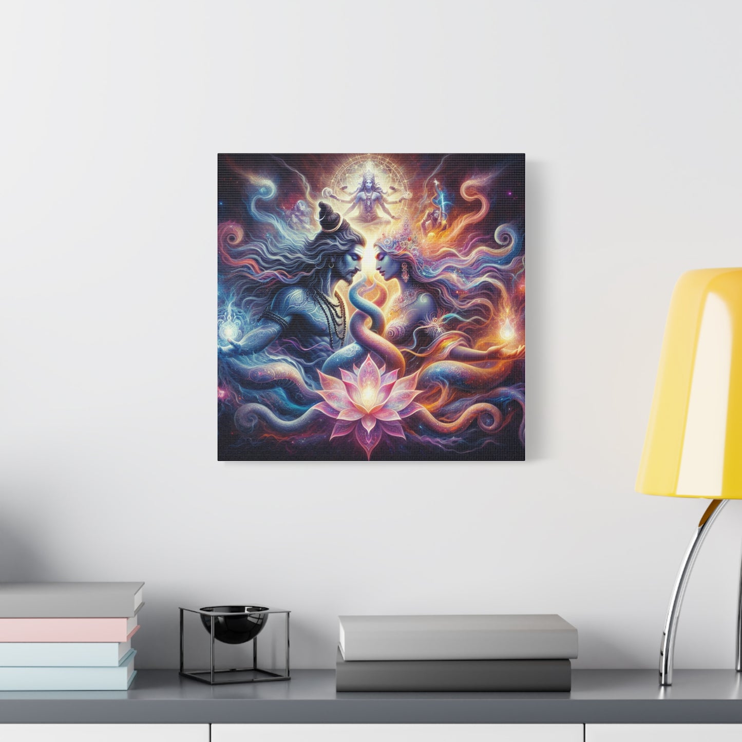 Tantra Shiva and Shakti Spiritual Awakening Art Canvas - Colorful & Lotus