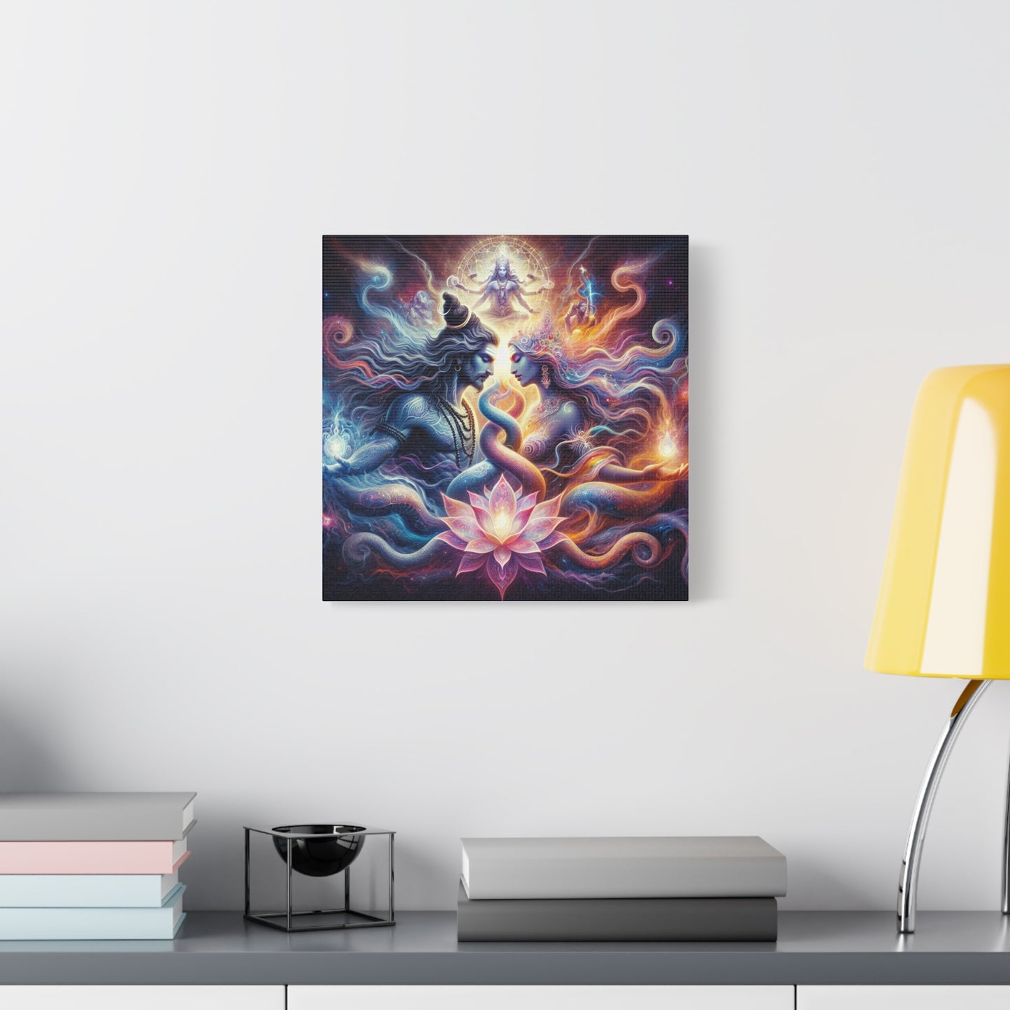 Tantra Shiva and Shakti Spiritual Awakening Art Canvas - Colorful & Lotus