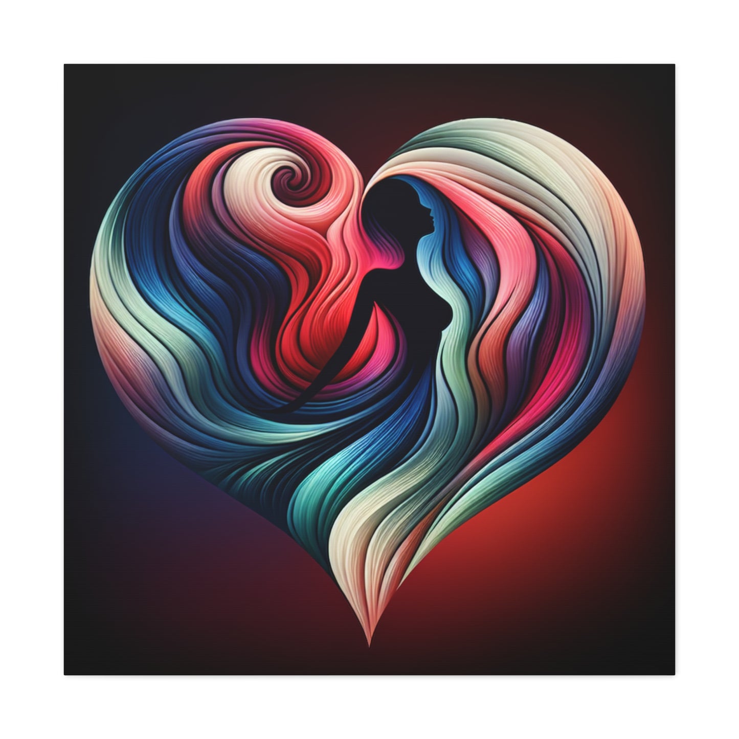 Colorful Heart Feminine Love Wall Art - Colorful Silhouette Canvas