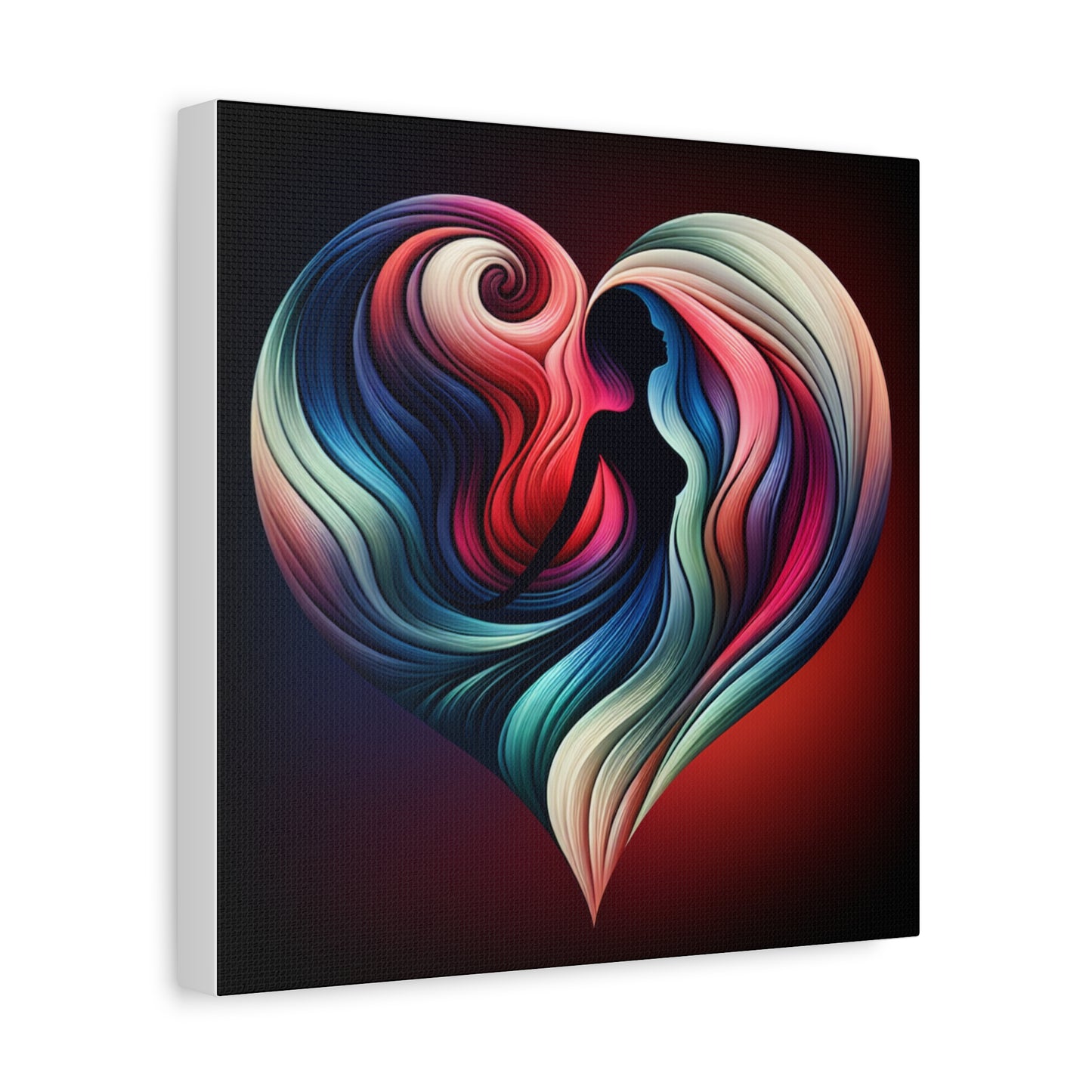 Colorful Heart Feminine Love Wall Art - Colorful Silhouette Canvas