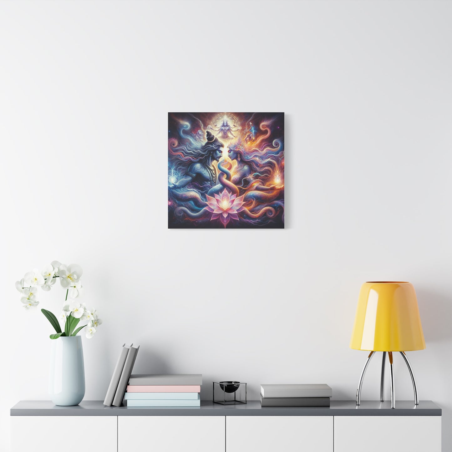 Tantra Shiva and Shakti Spiritual Awakening Art Canvas - Colorful & Lotus