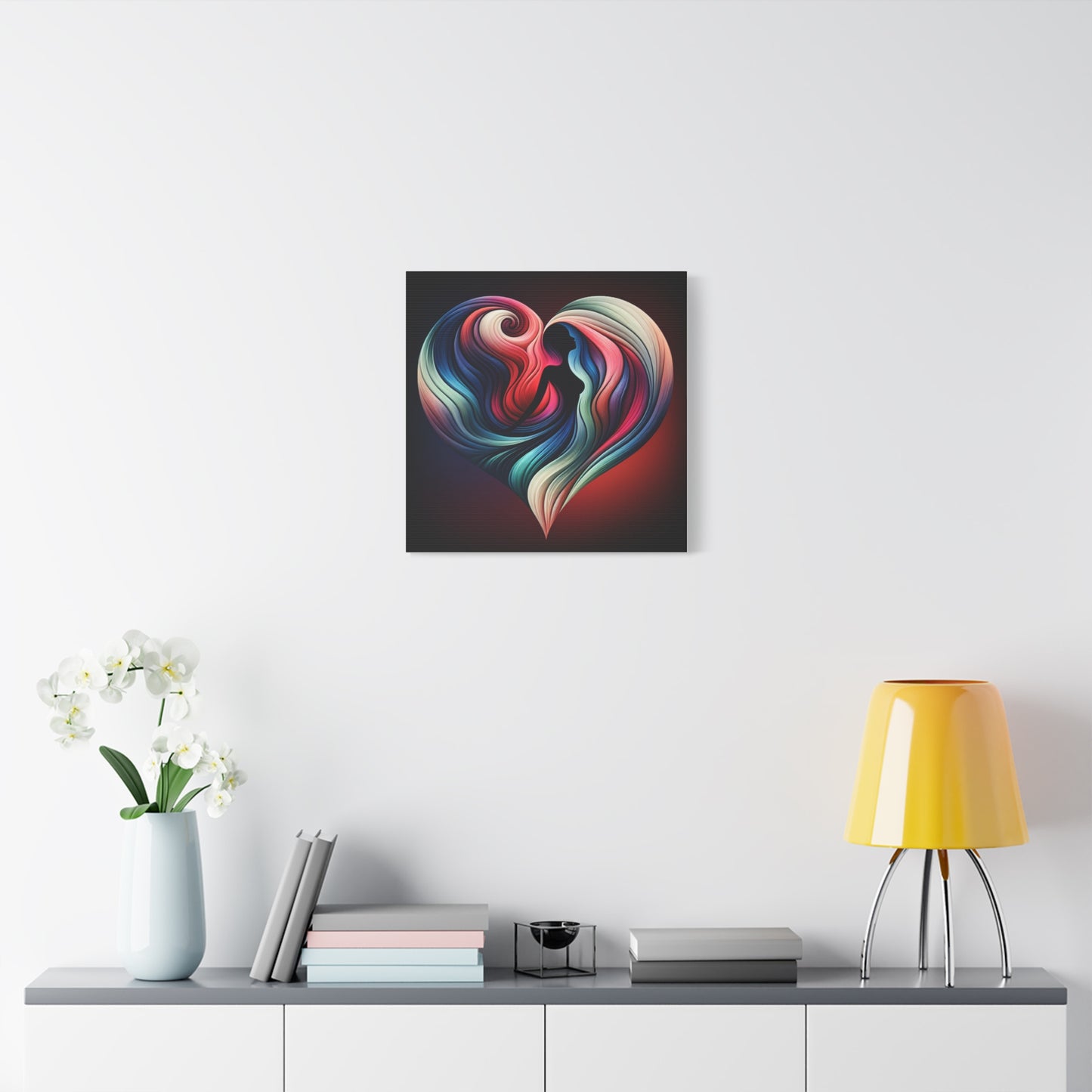 Colorful Heart Feminine Love Wall Art - Colorful Silhouette Canvas