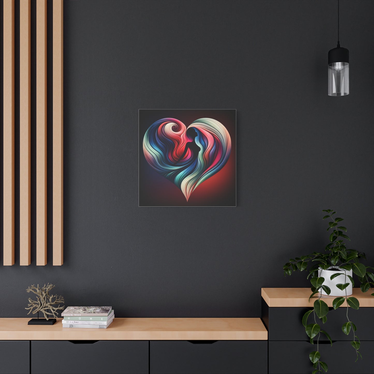 Colorful Heart Feminine Love Wall Art - Colorful Silhouette Canvas