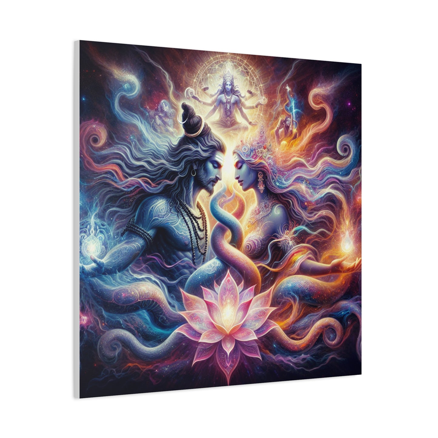 Tantra Shiva and Shakti Spiritual Awakening Art Canvas - Colorful & Lotus