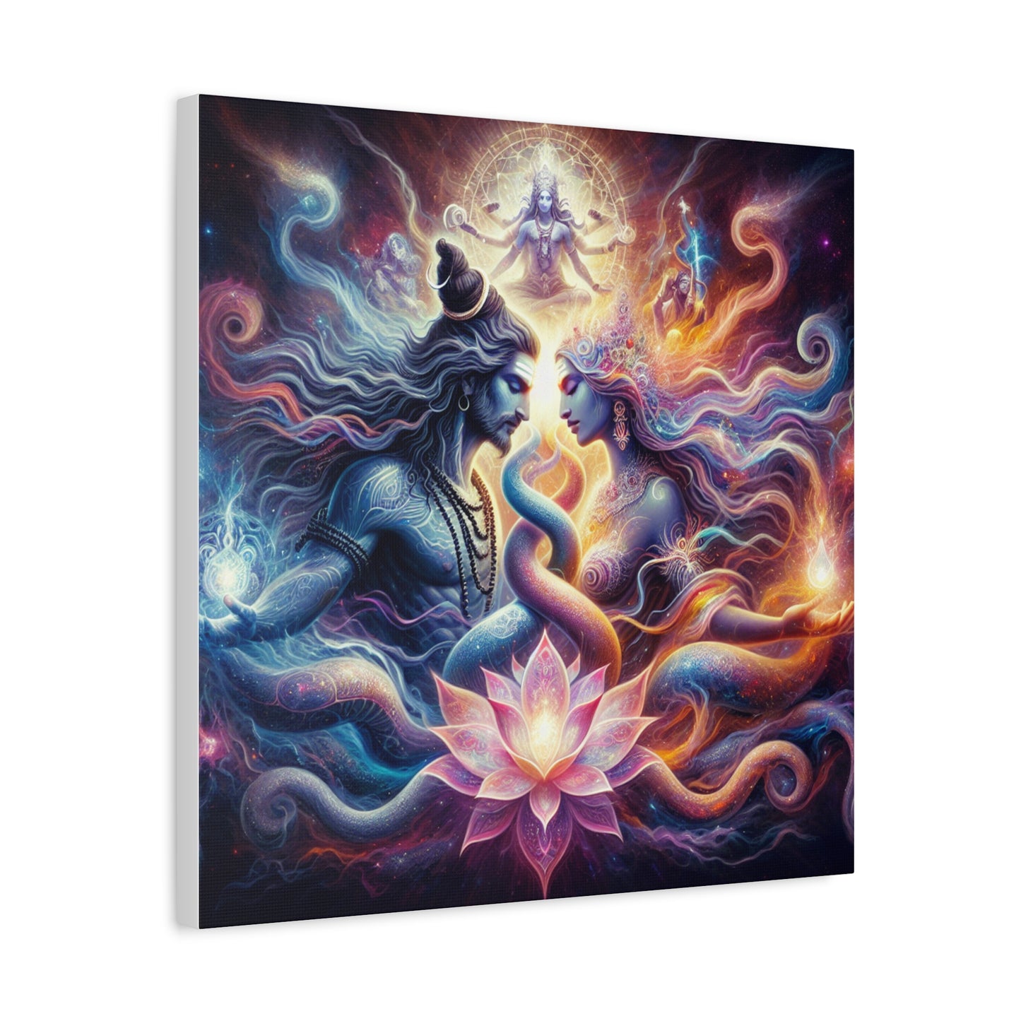 Tantra Shiva and Shakti Spiritual Awakening Art Canvas - Colorful & Lotus