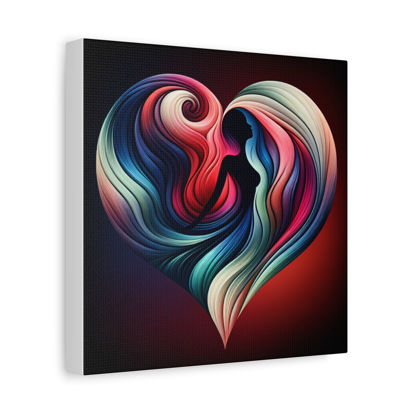 Colorful Heart Feminine Love Wall Art - Colorful Silhouette Canvas