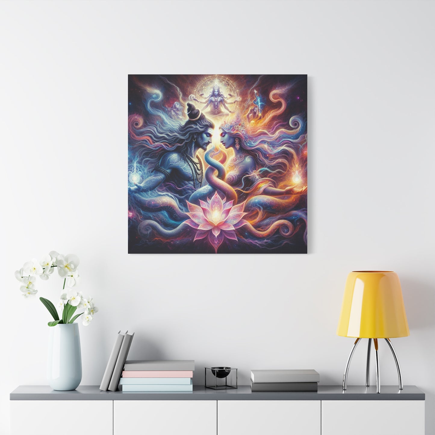 Tantra Shiva and Shakti Spiritual Awakening Art Canvas - Colorful & Lotus