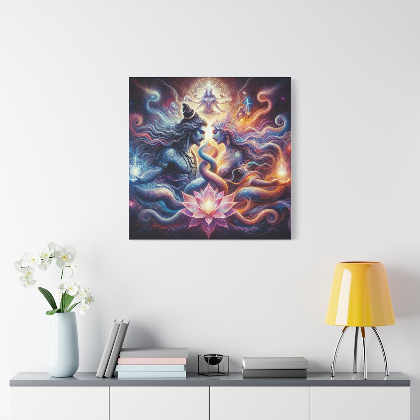 Tantra Shiva and Shakti Spiritual Awakening Art Canvas - Colorful & Lotus