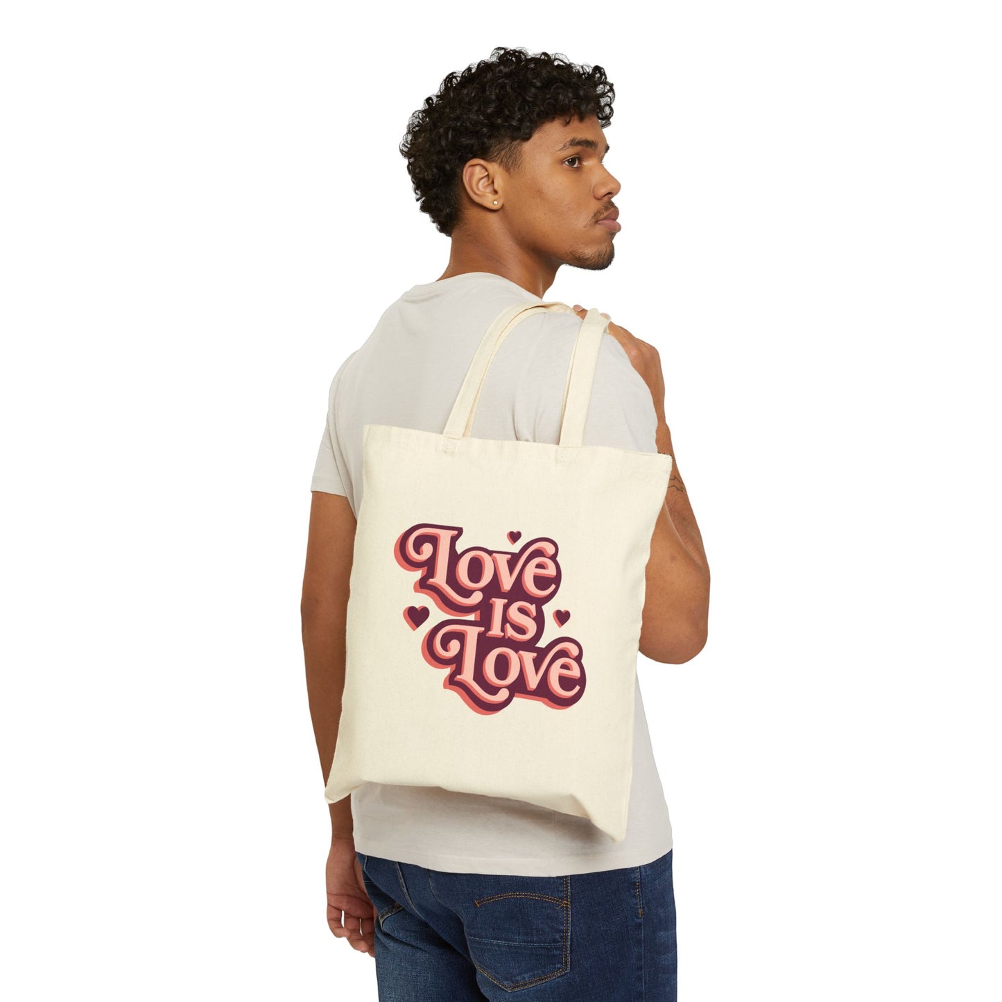 Love is Love Cotton Canvas Tote Bag - Eco-Friendly Shopping Bag for Pride and Everyday Use