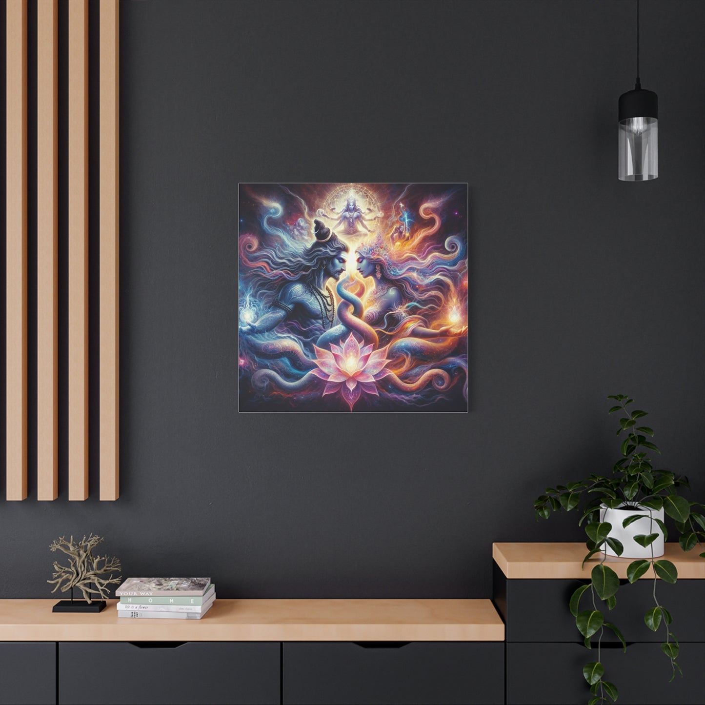 Tantra Shiva and Shakti Spiritual Awakening Art Canvas - Colorful & Lotus