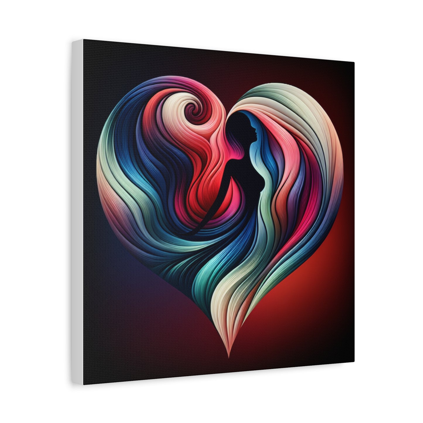 Colorful Heart Feminine Love Wall Art - Colorful Silhouette Canvas