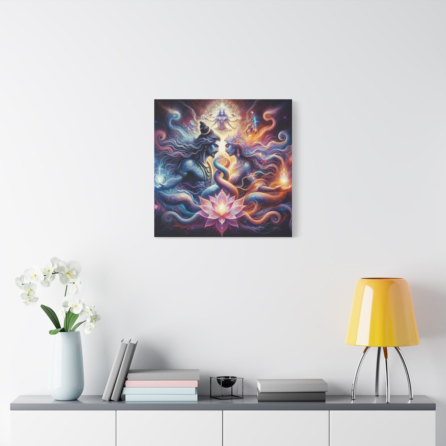 Tantra Shiva and Shakti Spiritual Awakening Art Canvas - Colorful & Lotus