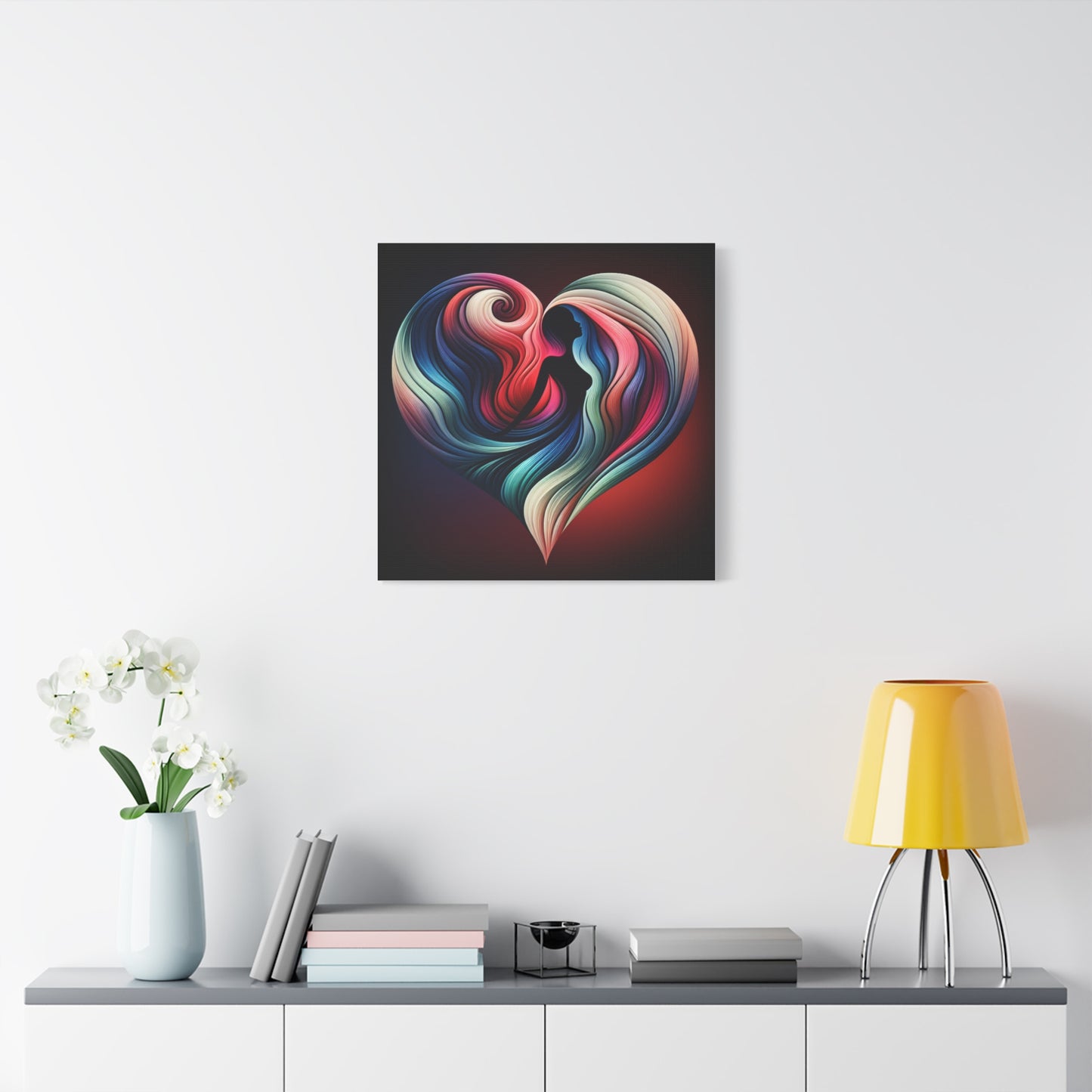 Colorful Heart Feminine Love Wall Art - Colorful Silhouette Canvas