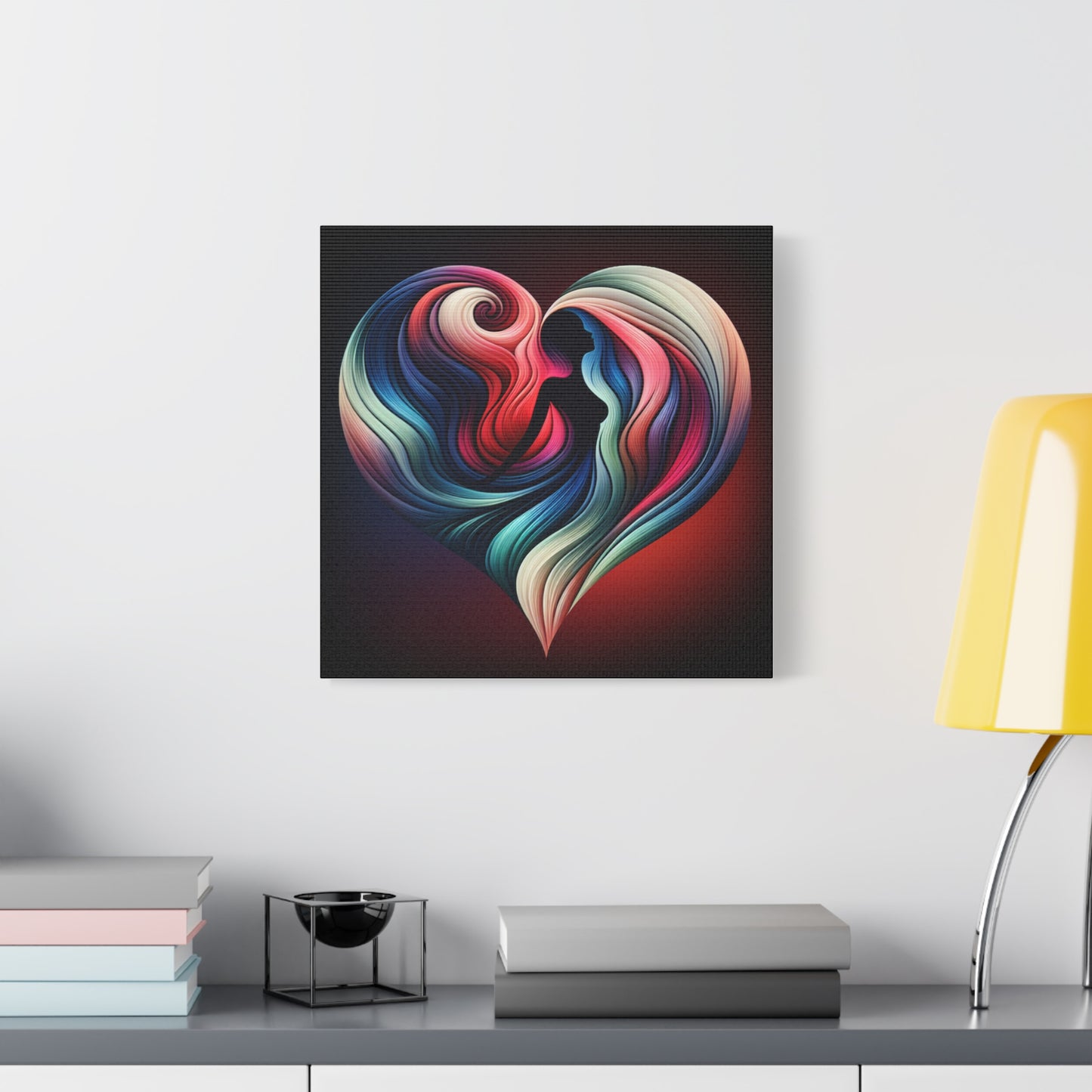 Colorful Heart Feminine Love Wall Art - Colorful Silhouette Canvas