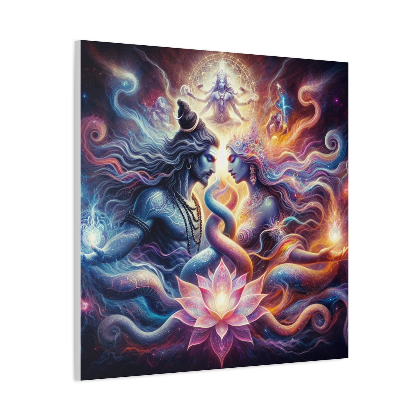 Tantra Shiva and Shakti Spiritual Awakening Art Canvas - Colorful & Lotus