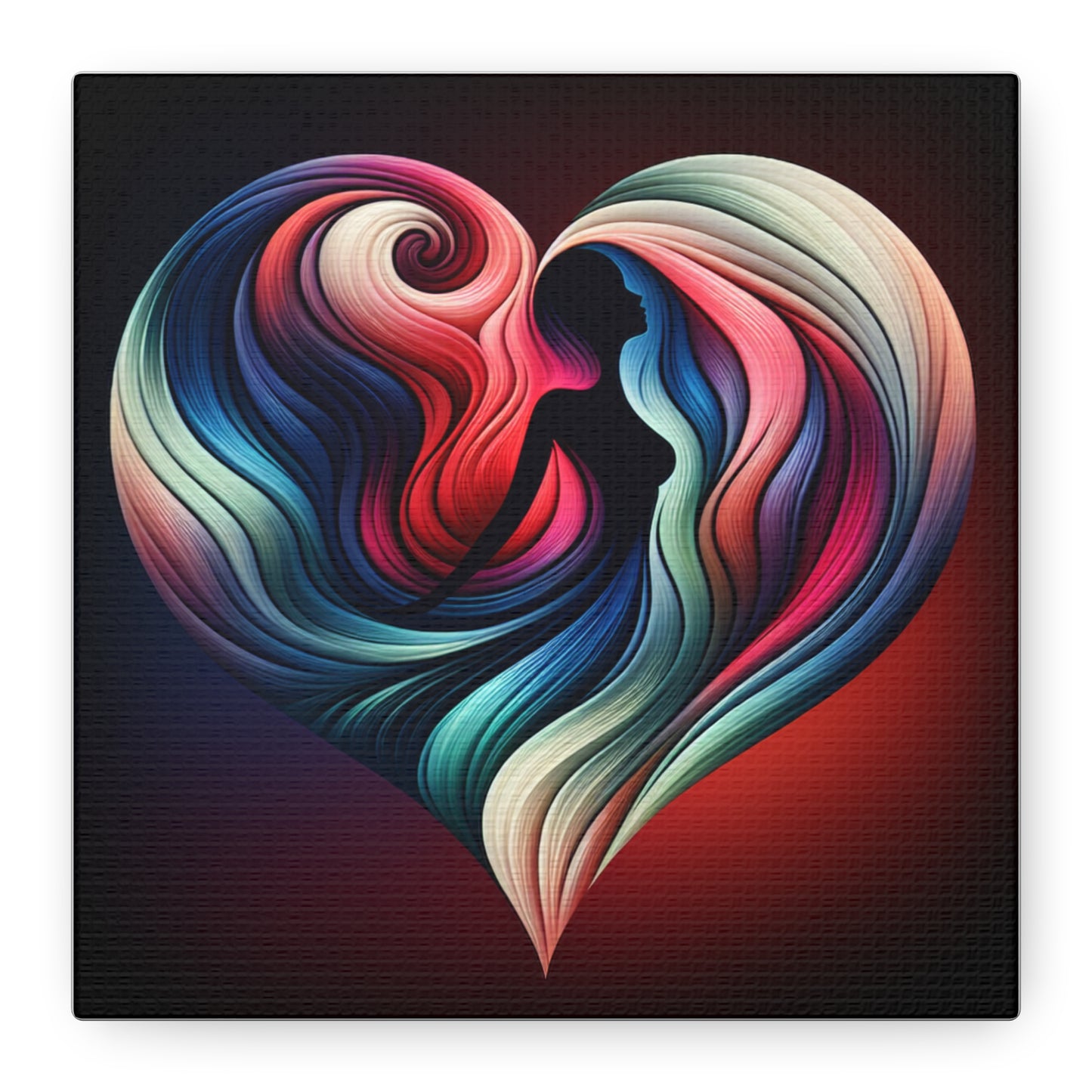 Colorful Heart Feminine Love Wall Art - Colorful Silhouette Canvas