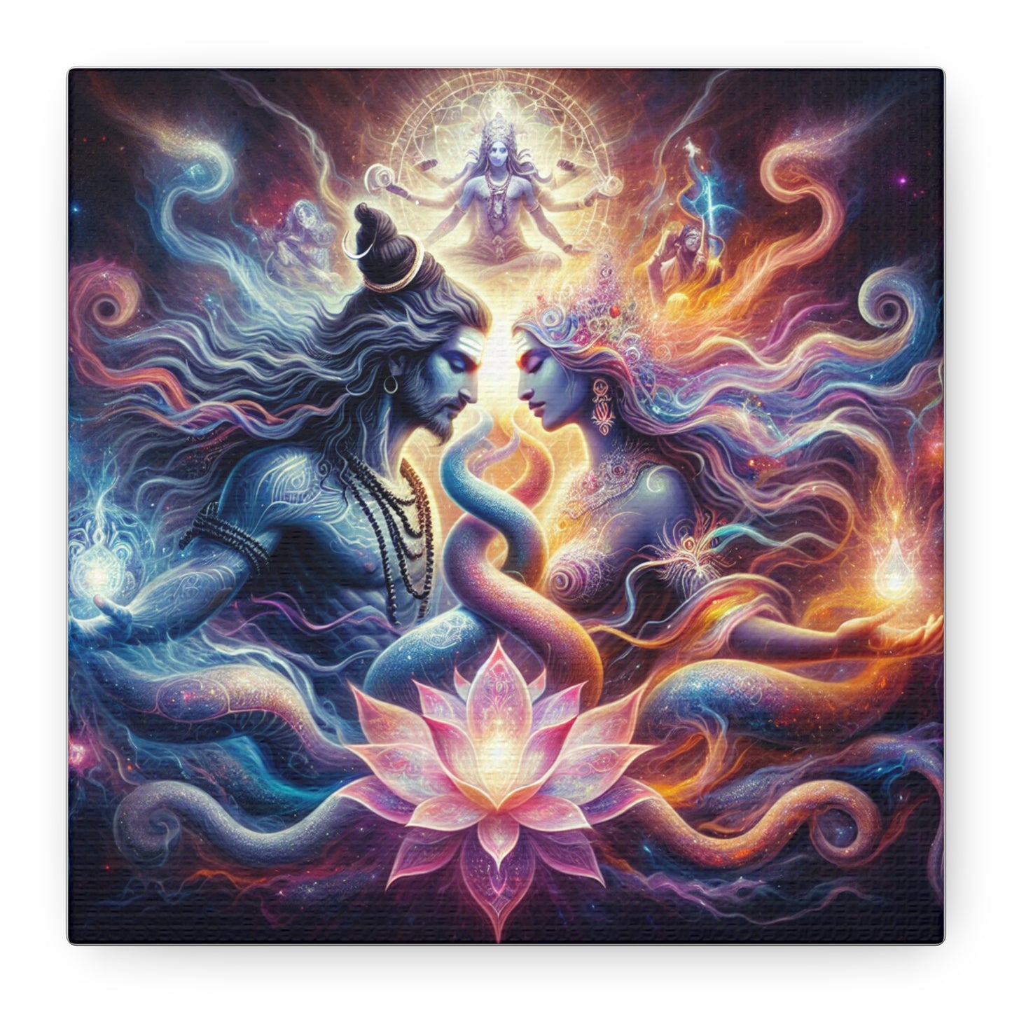 Tantra Shiva and Shakti Spiritual Awakening Art Canvas - Colorful & Lotus