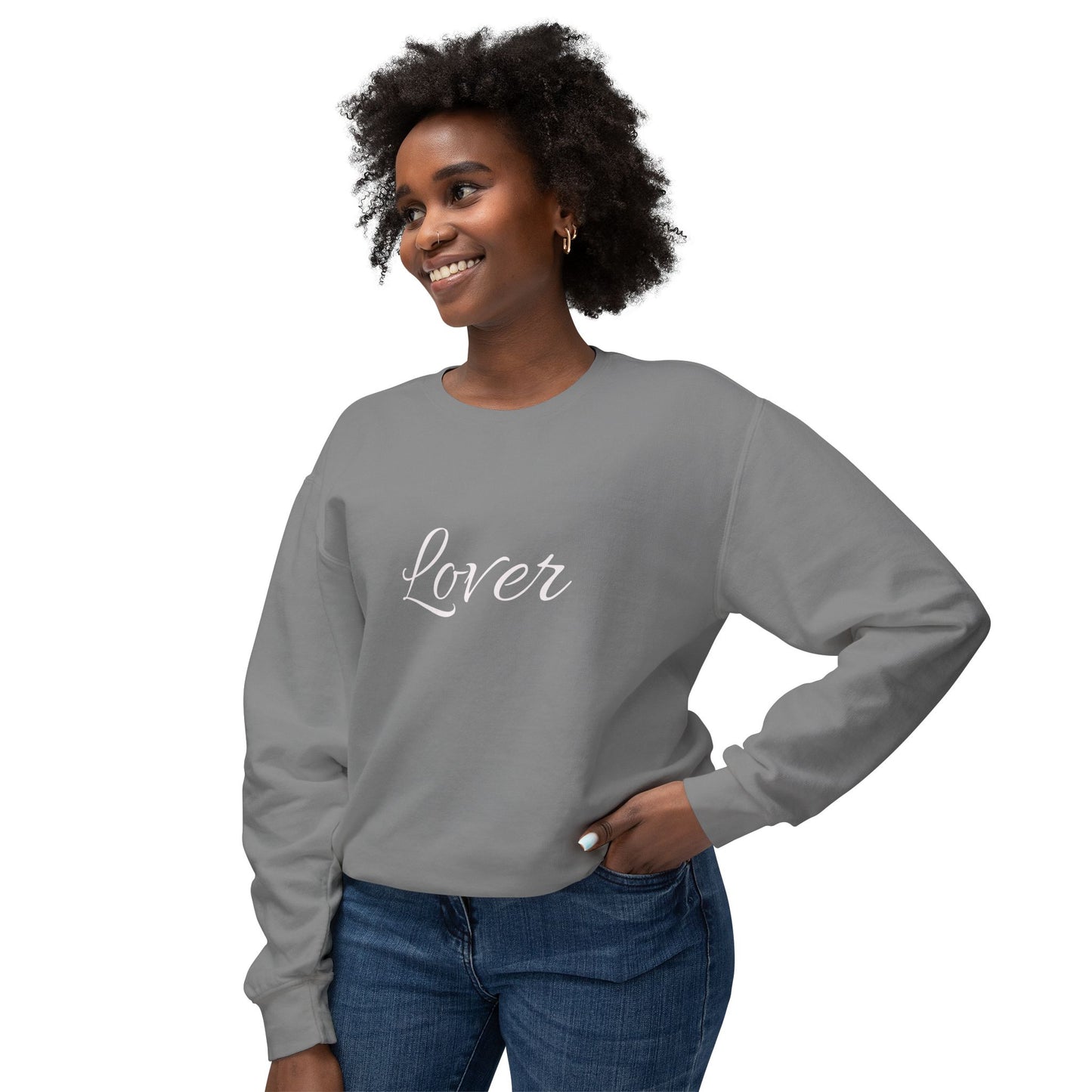 Lover Unisex Lightweight Crewneck Sweatshirt - Cozy Romantic Gift for Couples