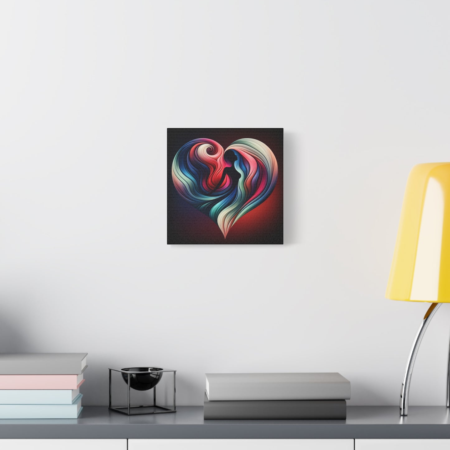 Colorful Heart Feminine Love Wall Art - Colorful Silhouette Canvas