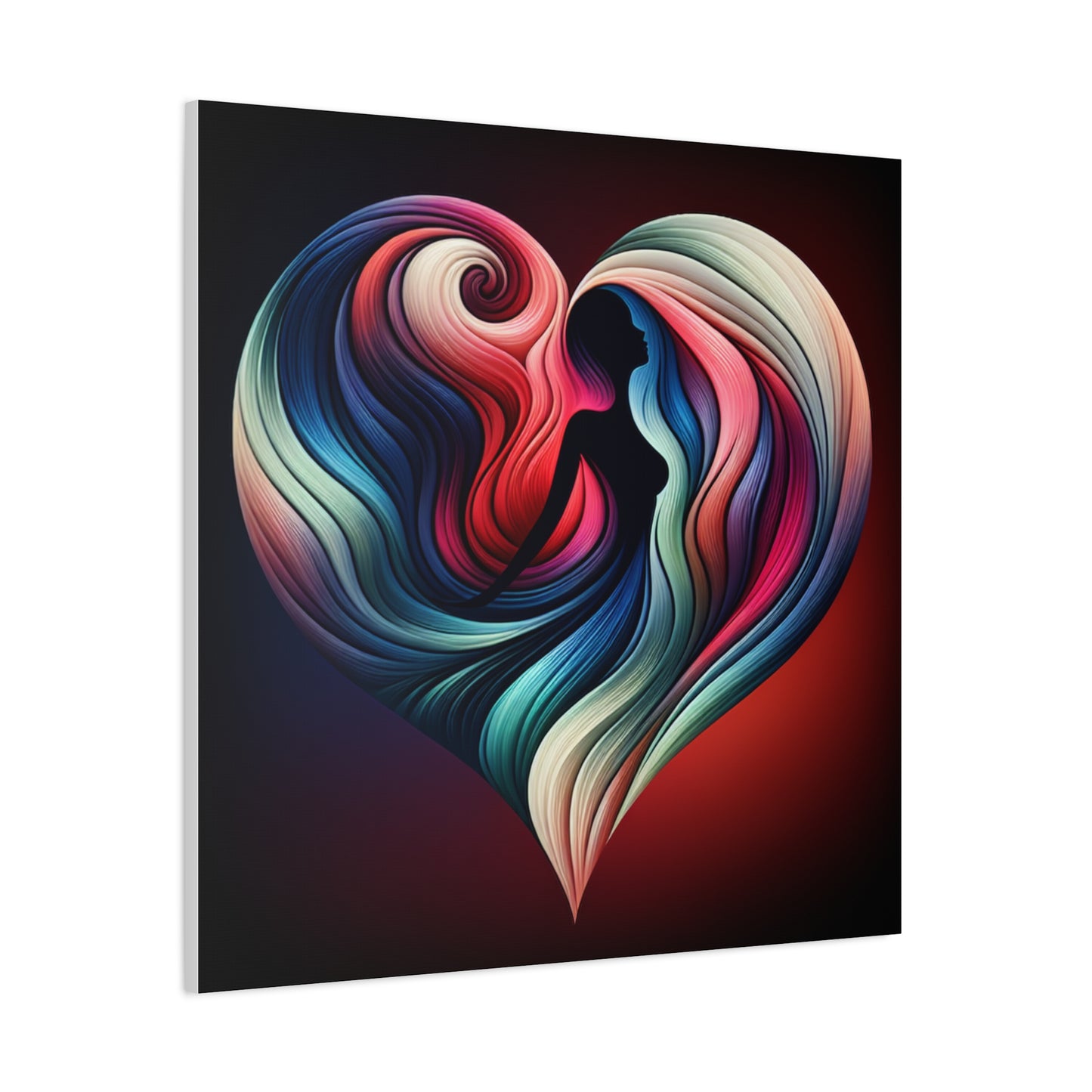 Colorful Heart Feminine Love Wall Art - Colorful Silhouette Canvas